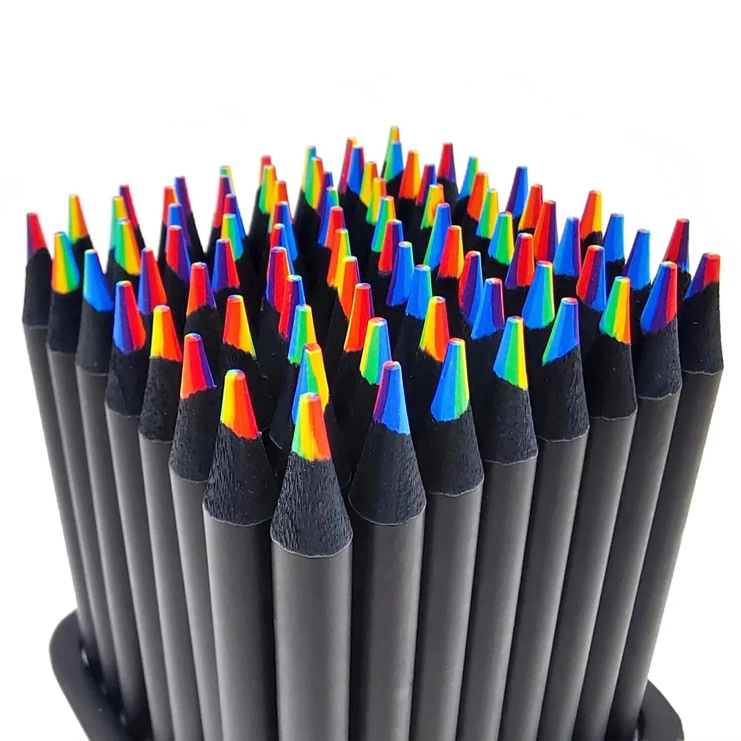 10 Pcs Colored Black Wood Pencils, 7 in 1 Rainbow Drawing Pencil. for Sketching, Doodling, Coloring, Painting 