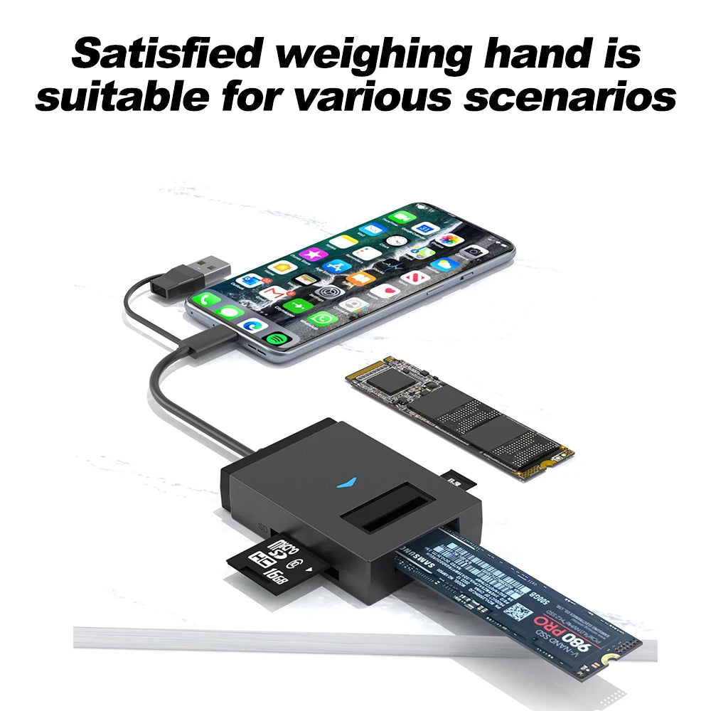 M.2 SSD USB-kabinett med SD/TF-leser
