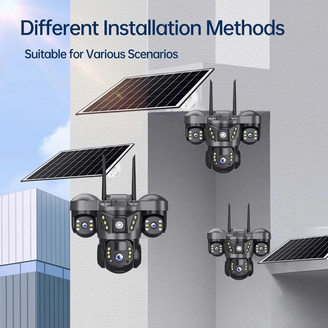 15MP 6K Solar-Powered 4G Triple-Lens Outdoor Security Camera
