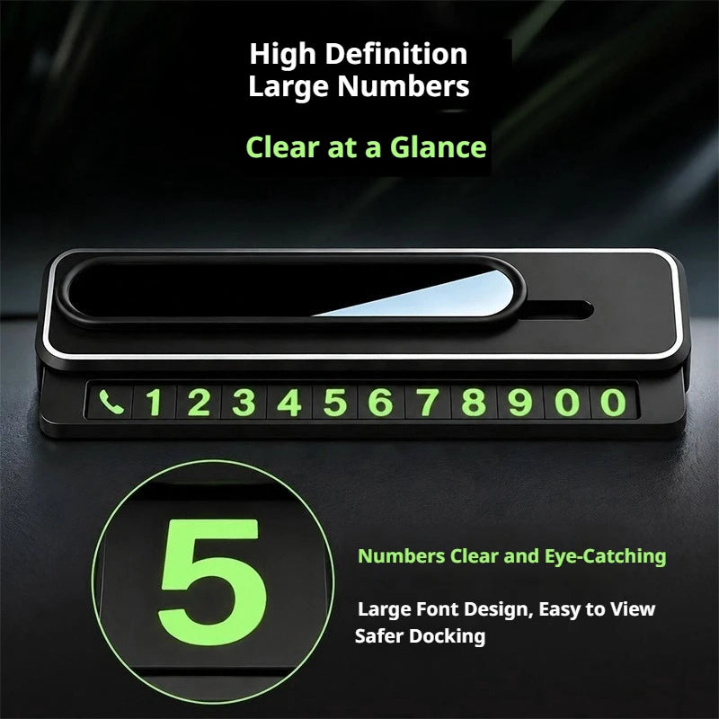 SEAMETAL Mini Portable Phone Number Plate Dual Number Luminous Fluorescent Large Digits Heat Resistant Temporary Parking Card
