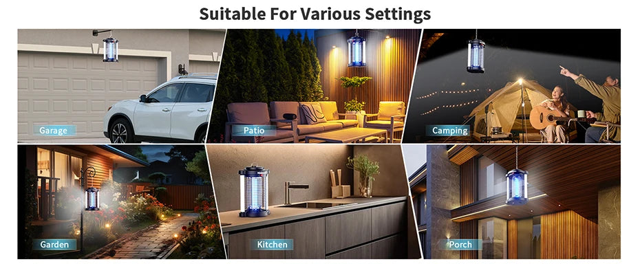Électrocuteur d'insectes extérieur avec double lumière LED Piège à moustiques 4200V