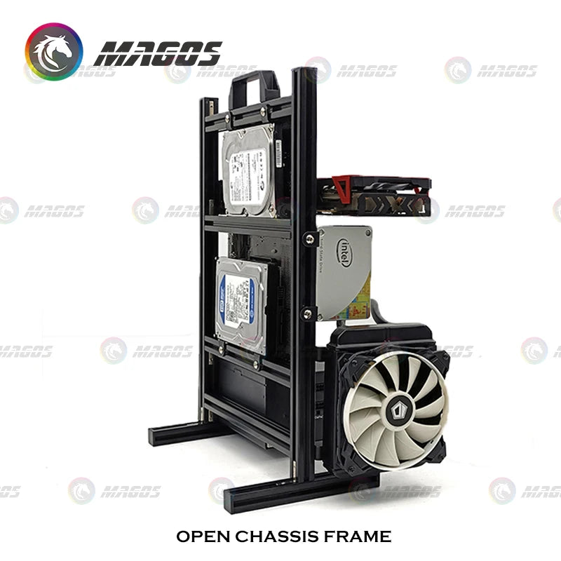 Open Frame Aluminum PC Case for ITX/MATX/ATX Builds