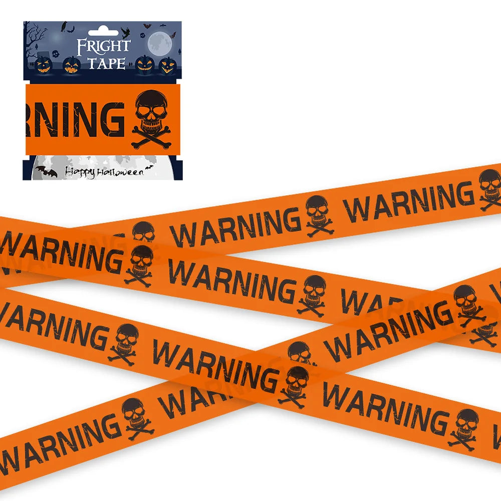 NEW 1PC Halloween Props Window Prop Warning line Plastic Skull Head Warning Tape Signs Halloween Decoration Witch Balloons lot 