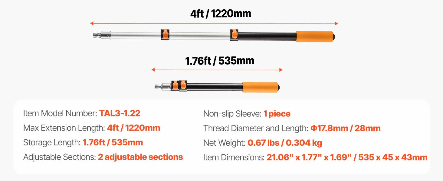 SucceBuy Telescopic Extension Pole Multi-Purpose Extendable Pole Sturdy Aluminum Alloy Paint Pole Extension Reach Roller Stick