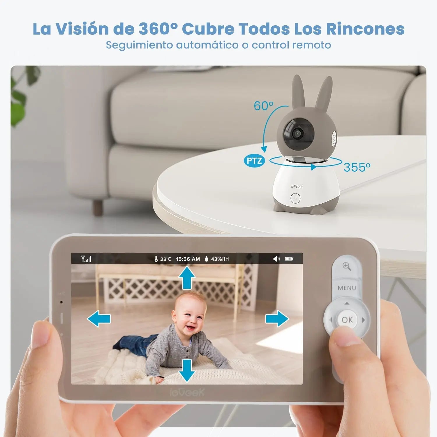 ieGeek 5" 2K Baby Monitor with 360° PTZ and Motion Alerts
