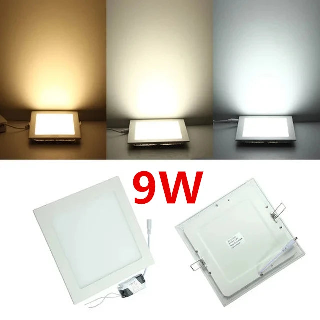 Recessed LED Ceiling Panel Light, 3–25W, White Light Options