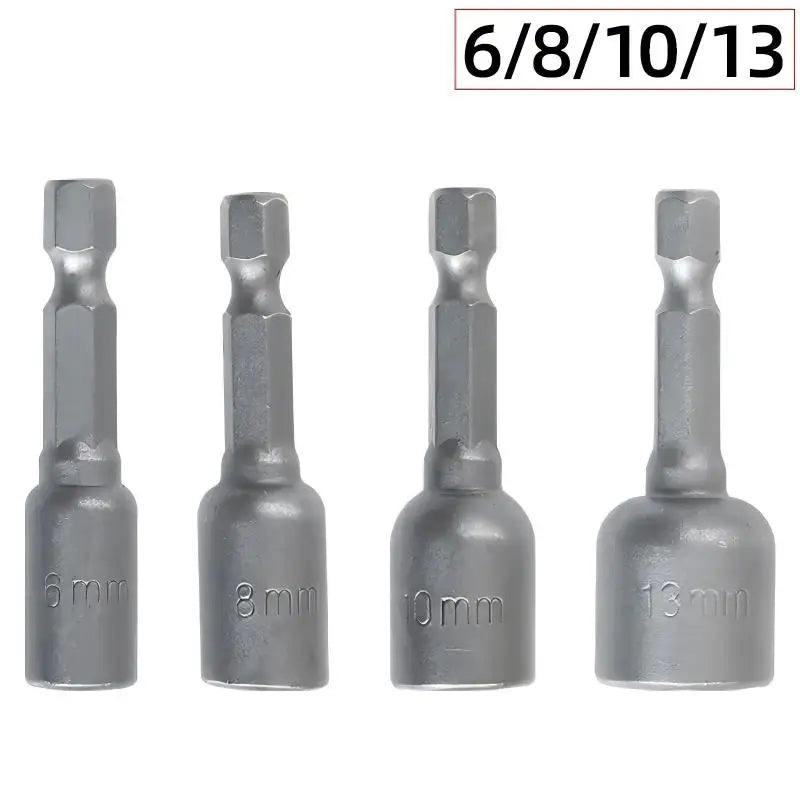 6-13mm Impact Socket Set Magnetic Nut Screwdriver 48mm Drill Bit Set 1/4” Hex Socket Adapter Bolt Drivers Socket Kit Hand Tools 