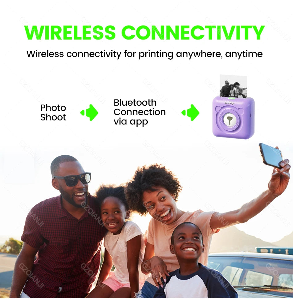 7 Colors Peripage A6 304DPI Mini Photo Printer Notes Sticker Label Printing Machine Bluetooth Portable Wireless Printer Marker 