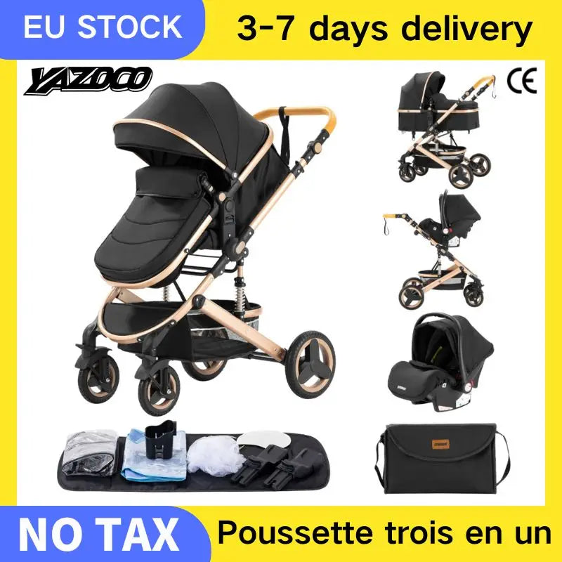 Luxury Baby Stroller 3‑in‑1 Travel System With Car Seat