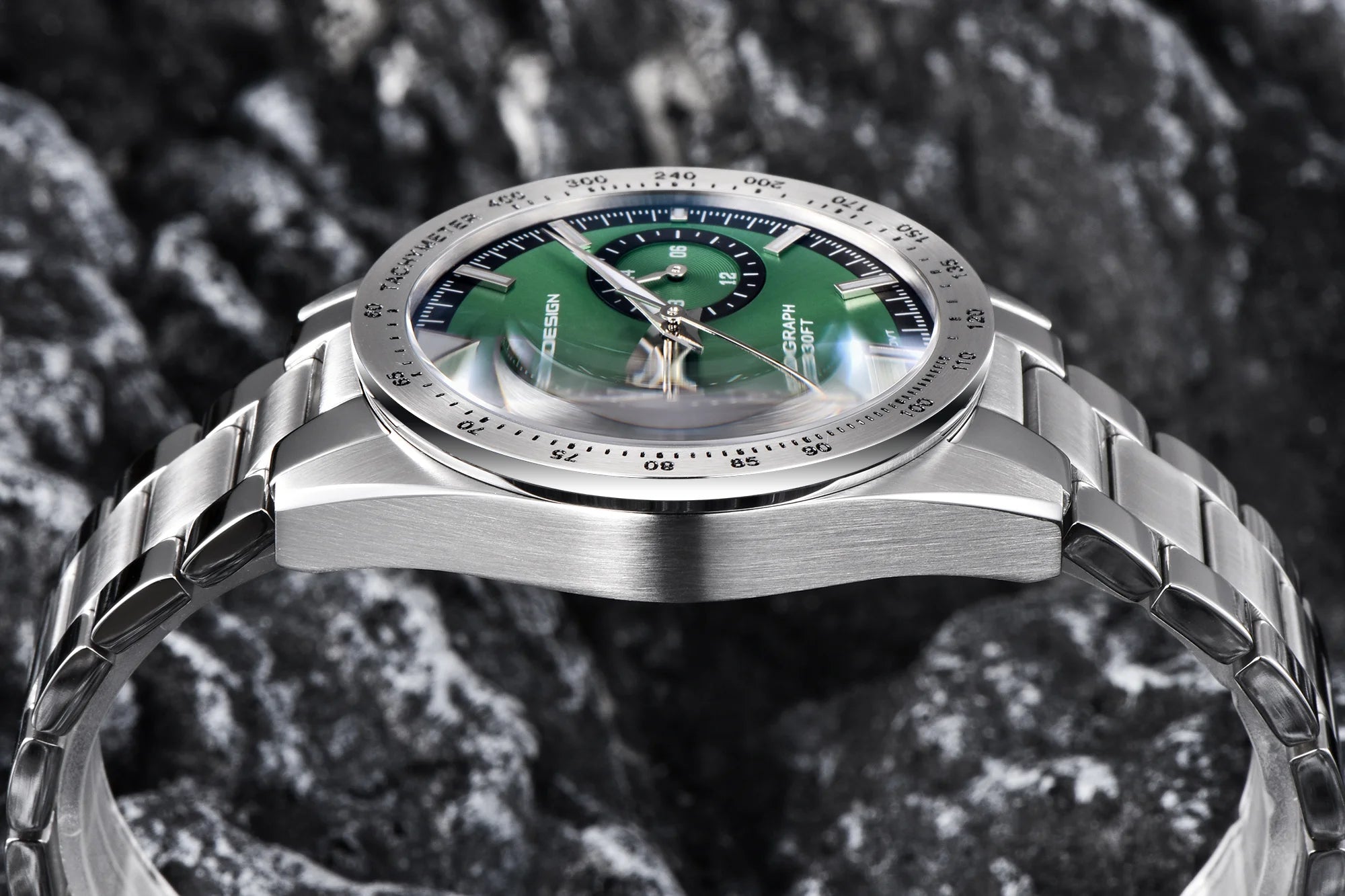 Herre Retro Pilot Chronograph Ur Rustfrit Stål 10Bar Vandtæt