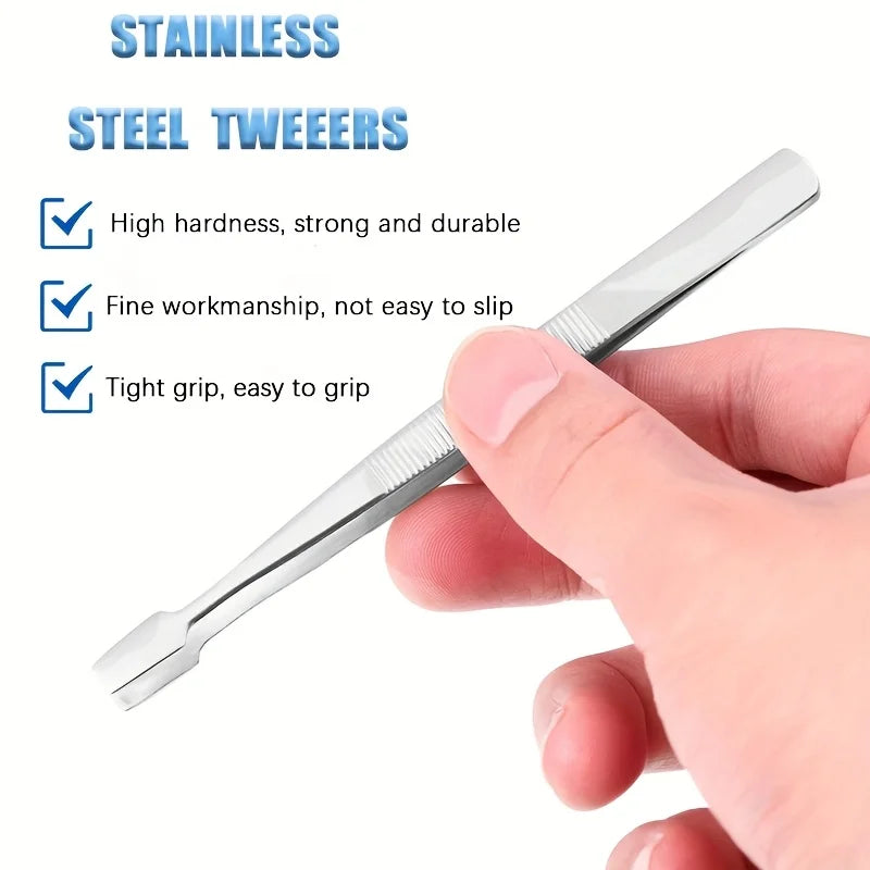 Flat-Tip Stainless-Steel Stamp Tweezers