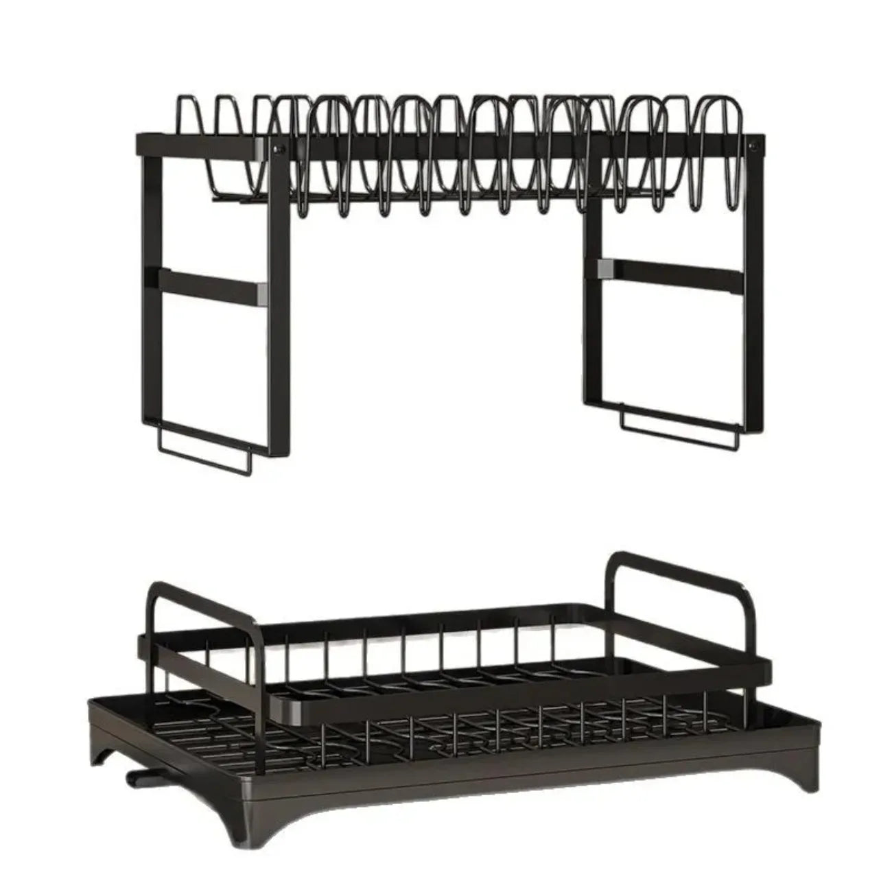 2-Tier Rotating Dish Drying Rack with Utensil Holder