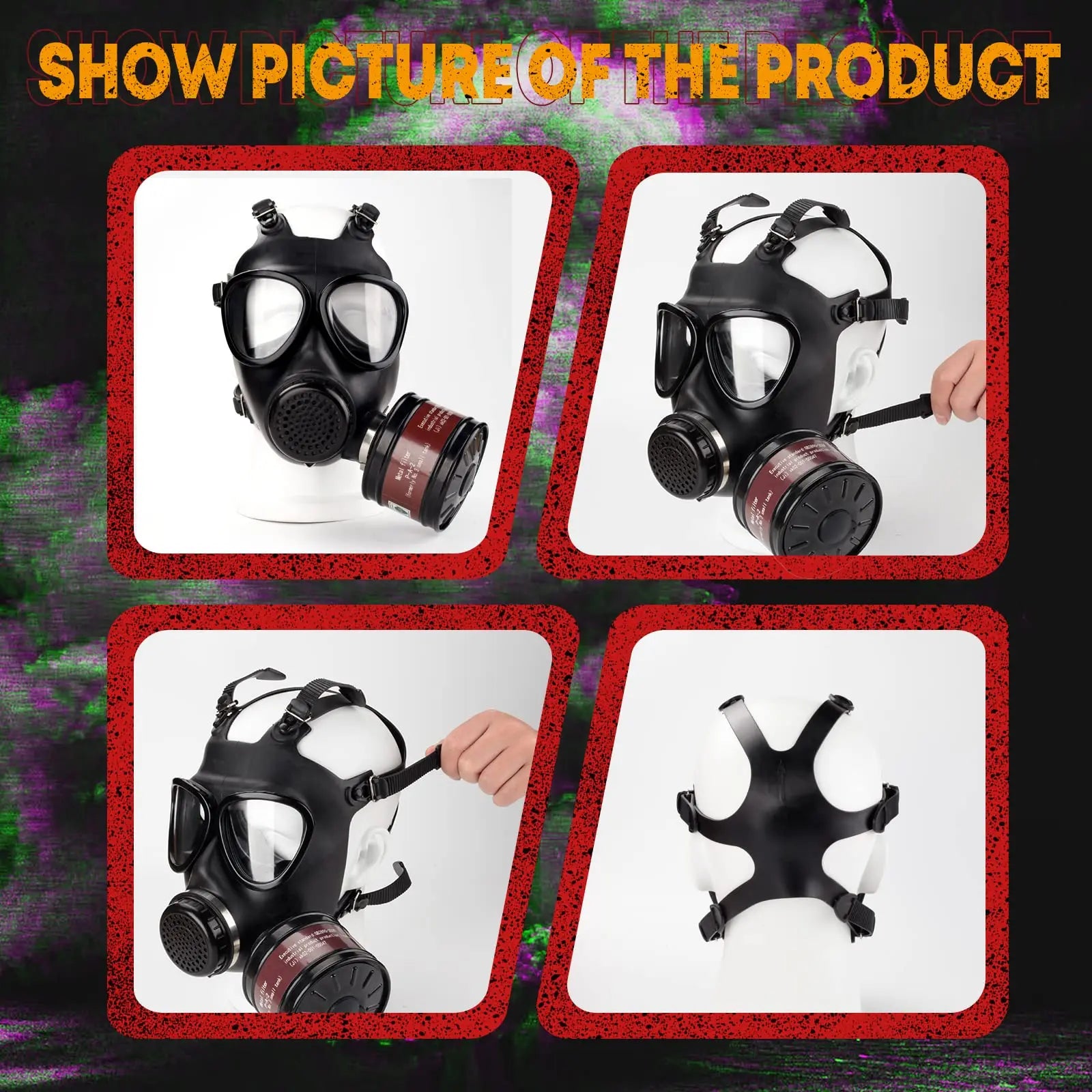 Full Face Gas Mask with 40mm Filter and Activated Carbon