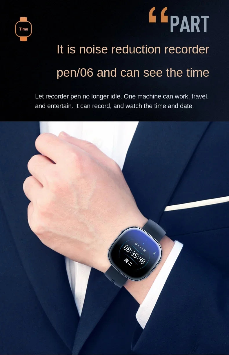 1080P Watch Mini Camera Audio Video Sound Voice Recorder Micro Smart Watch 4-128GB Sport DV Noise Reduce Recording Smart Watch