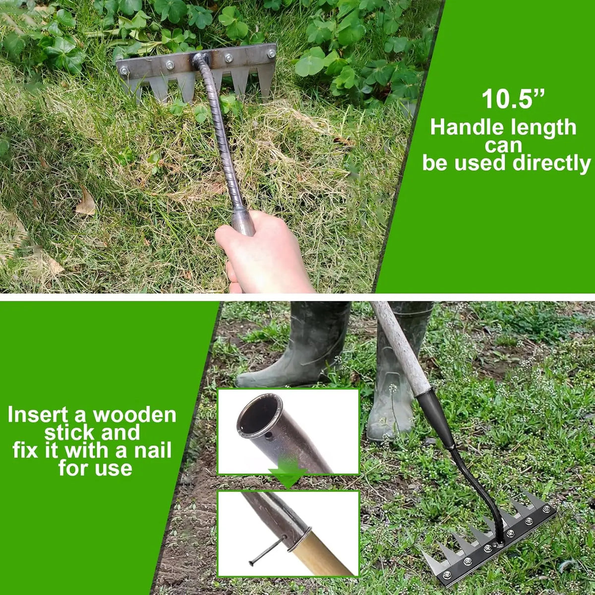 Steel Garden Hand Rake, 5–8 Tine Options