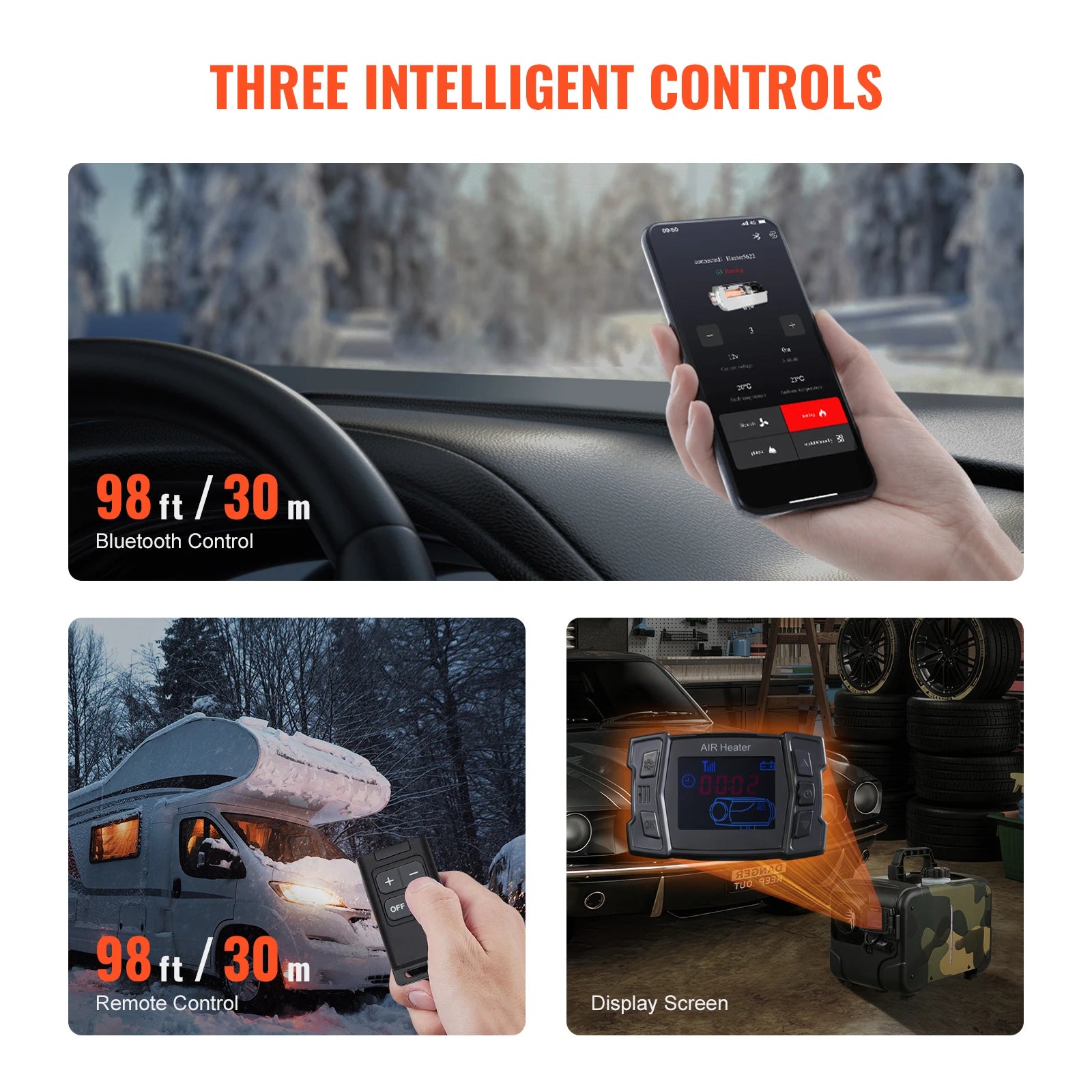 8KW Diesel Air Heater 12V/24V with Bluetooth, CO Alarm & Remote