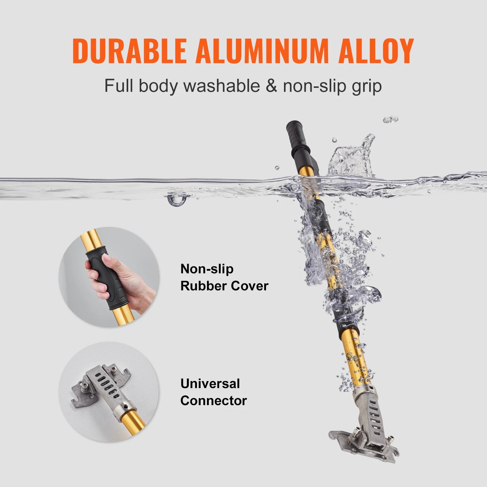 SucceBuy Drywall Flat Box Handle 40''-64'' Anodized Aluminum 5-Section Length Adjustable Non-Slip Grip for Plasterboard