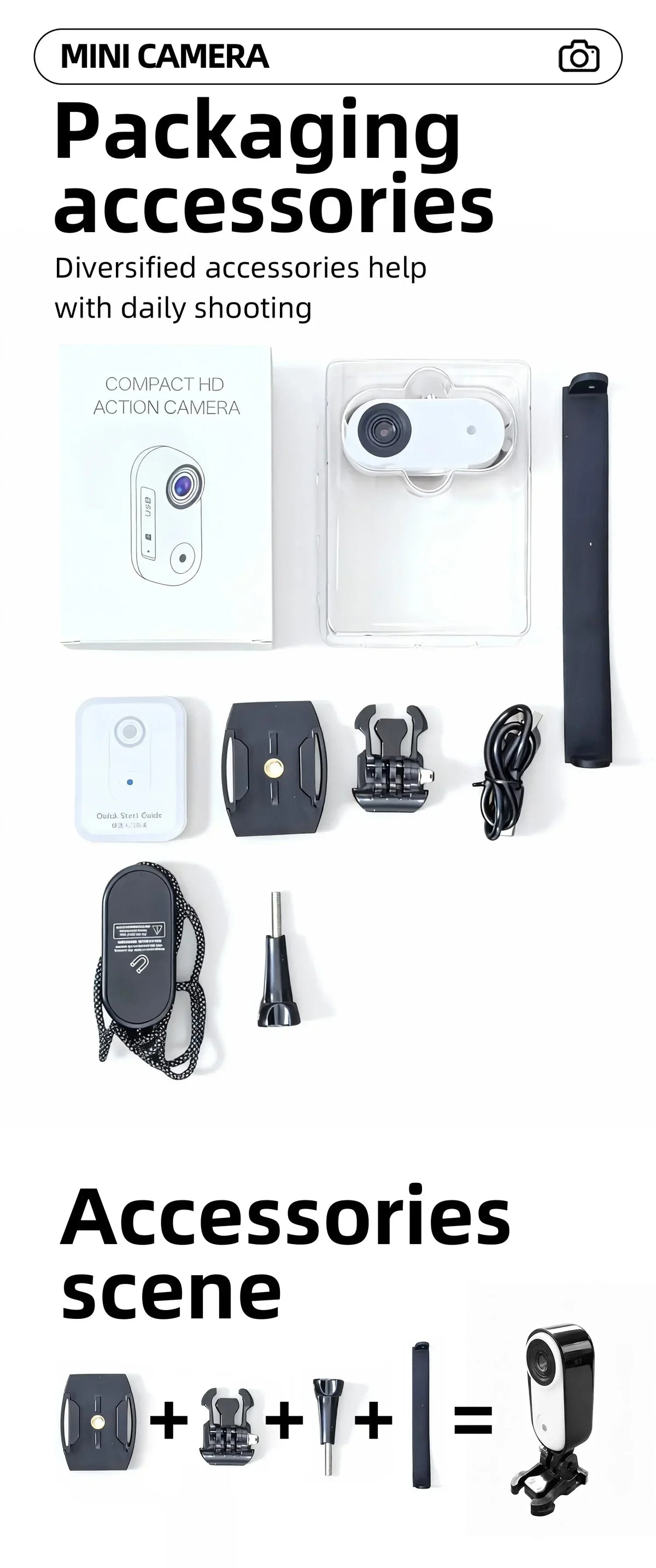 Mini Action Camera 1080P Wearable POV Sports Recorder