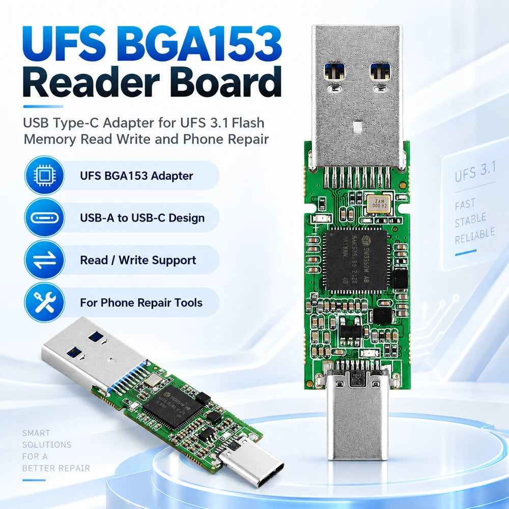 UFS BGA153 USB Reader Board - Case Options