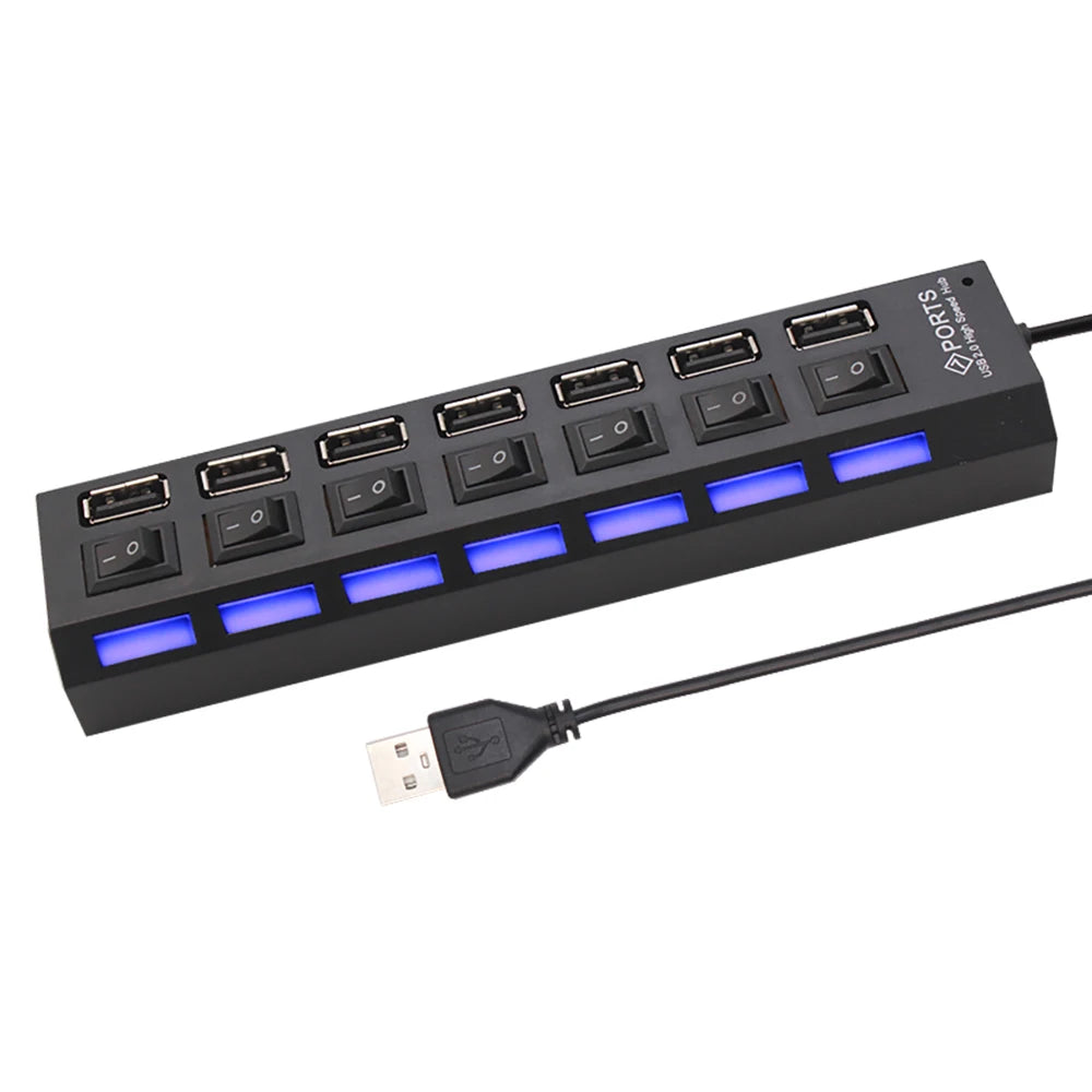 USB-2.0-Hub mit 7 Anschlüssen für Computer