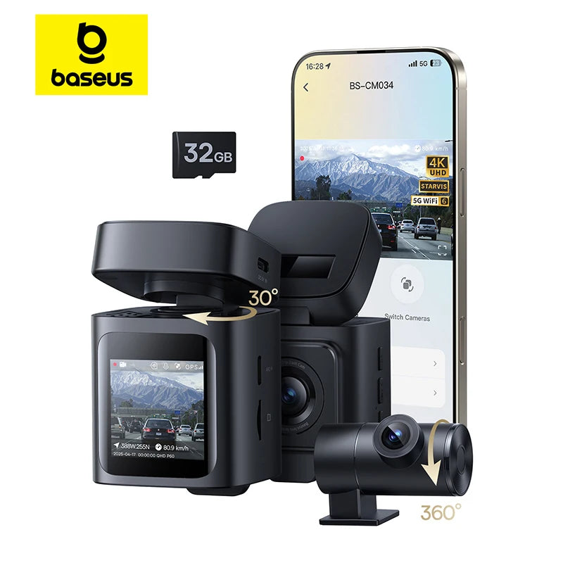 Cameră auto 4K față și 1080P spate cu WiFi6, GPS și vedere nocturnă