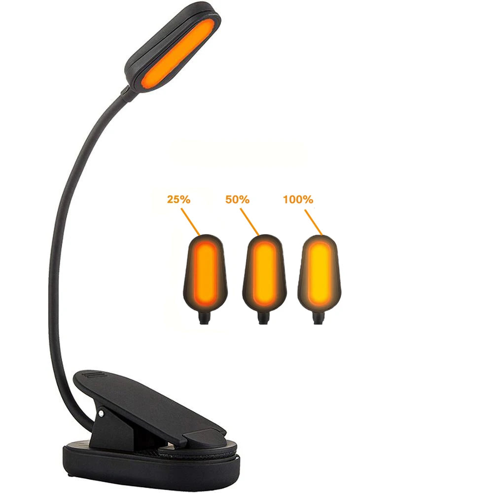 Rechargeable Amber Clip-On Book Light, 1600 K