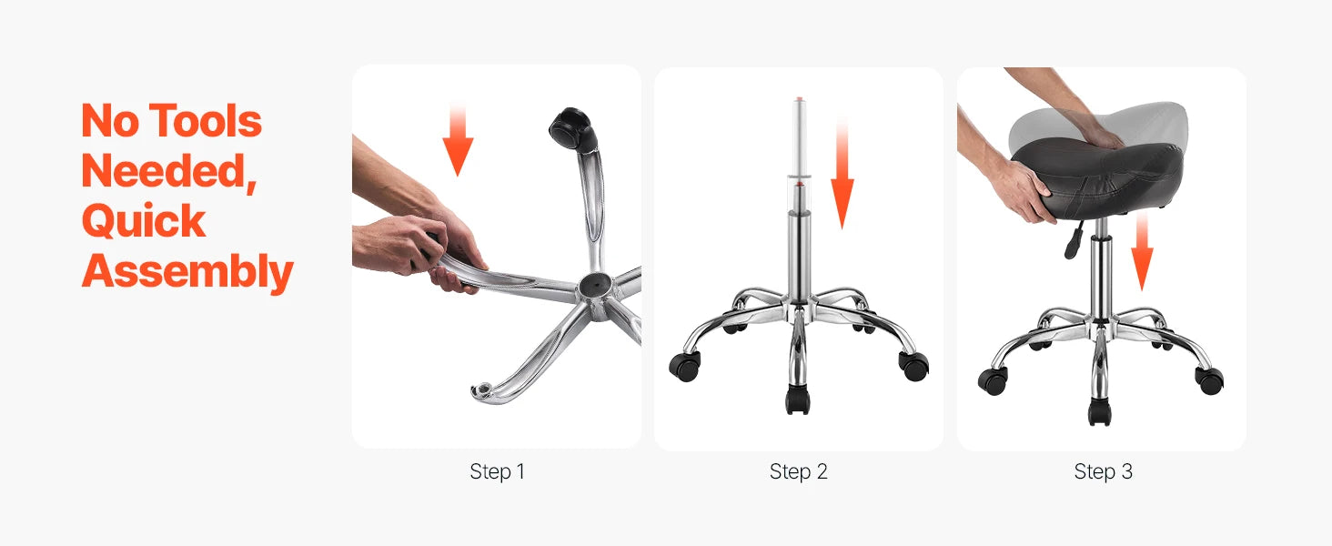 SucceBuy sedlo židle se kolečkami, nosnost 450 lb, výškově nastavitelná, ergonomická otočná sedací židle typu hřbetové sedlo pro kliniku, salón, tetování