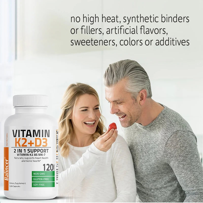 Cápsulas de suplemento de vitamina D3 e K2
