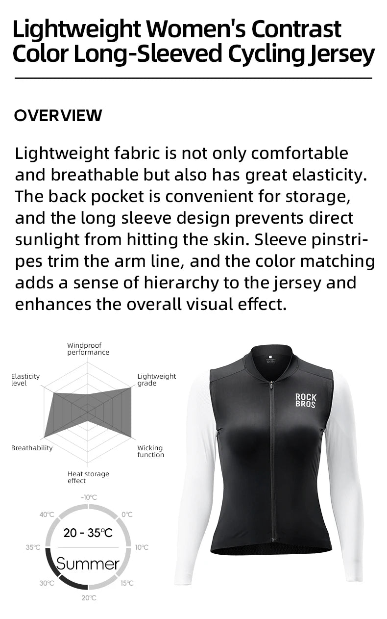 Damen Langarm-Fahrradtrikot, atmungsaktiv, dehnbares Fahrradshirt