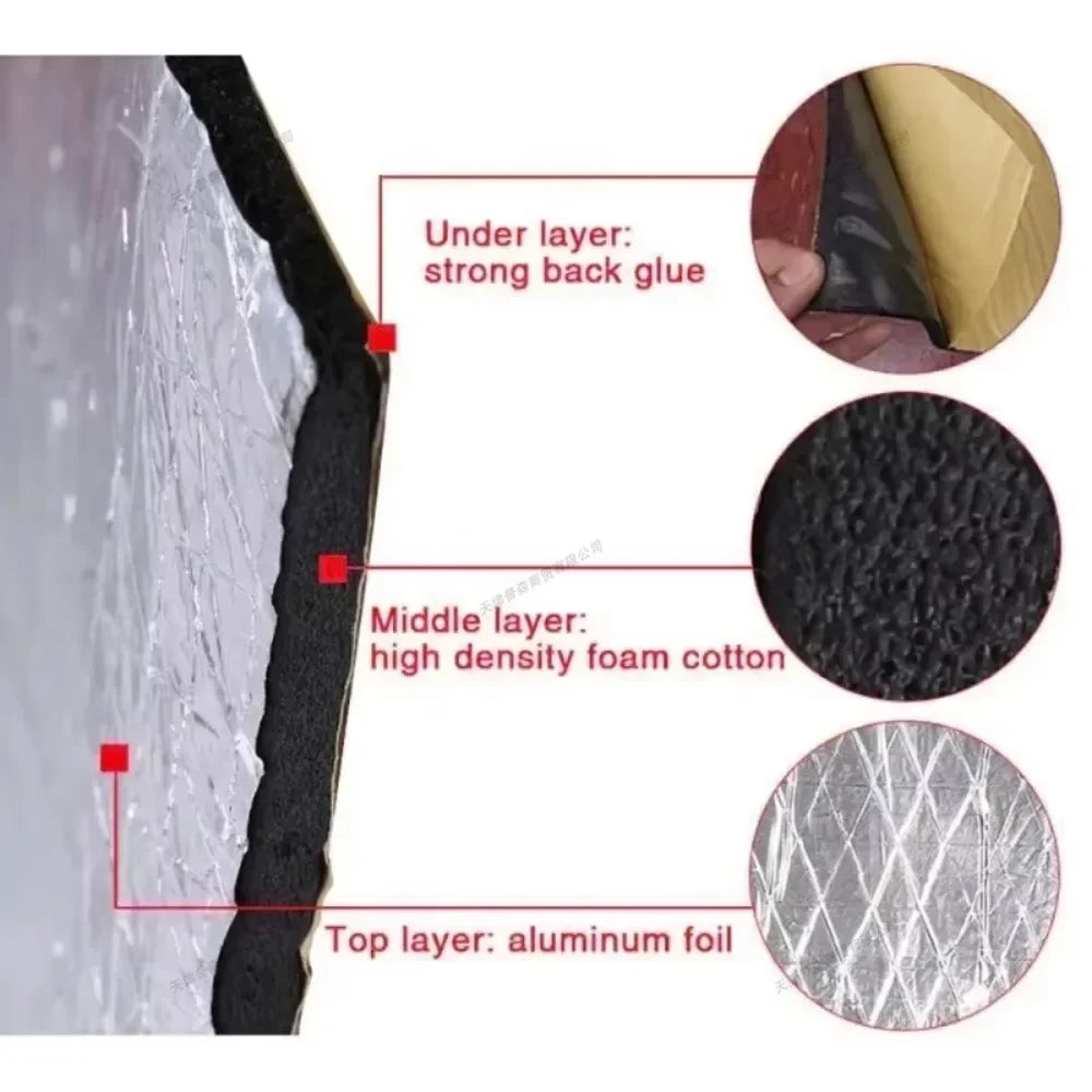 200x50cm 5/10mm Sound Deadener Mat Auto Acoustic Thermal Mat Sound Proof Wall Panels Car Deadening Noise Insulation Mats for Car