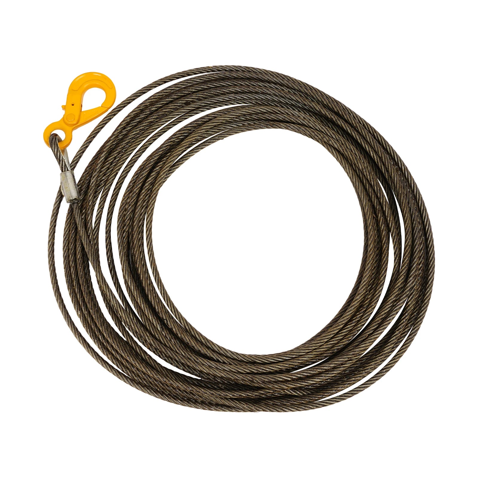 3/8in*75FT Steel Winch Cable, Steel Core Rope, Heavy Duty Wire Rope Cable With Self-locking Hook,Rated Load 1.12T