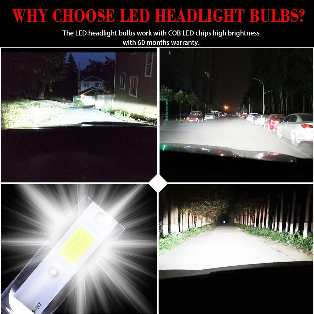 2 pezzi LED H4 H7 per fari auto H1 LED H8 H11 9005 HB3 9006 HB4 9004 HB1 H3 HB5 H13 luci LED 20000LM lampada turbo, 12V