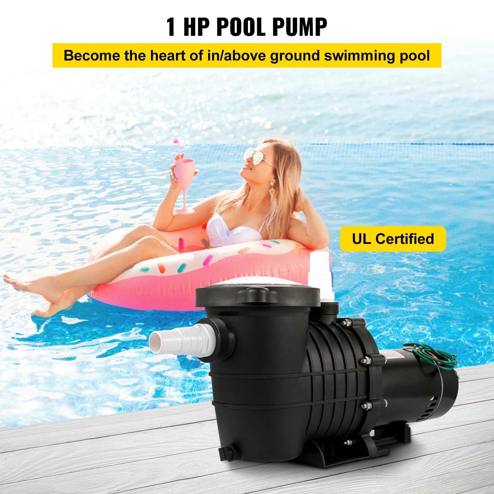 SucceBuy Swimming Pool Pump 110V/220V 5544GPH Powerful Self-priming for In/Above Ground Pool Water Circulation Strainer Basket