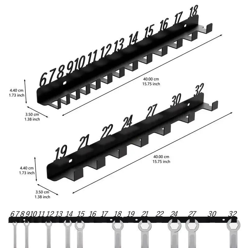 Numbered Wall-Mount Wrench Organiser Hooks