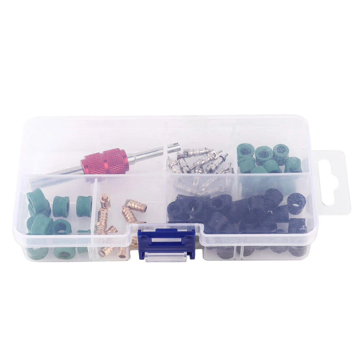 Valvola Kit per condizionatore Kit di riparazione Strumento di riparazione Cuori di valvola Guarnizioni O-ring Valvole Strumenti chiave per valvole