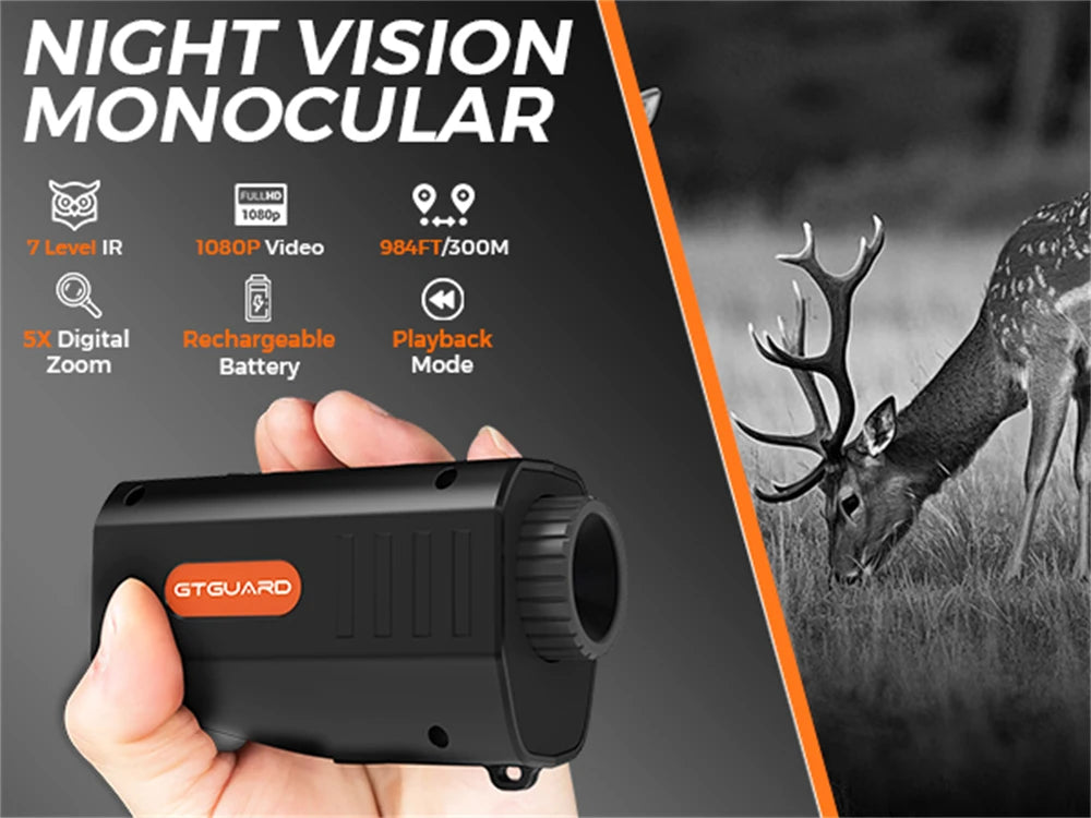 GTGUARD N3 1080P Night Vision Monocular with 5X Zoom