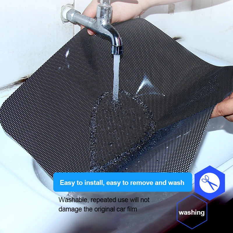 SEAMETAL 2Pcs Car Side Window Sun Shade Film Electrostatic Sunshade Sticker Summer Sun Protection Anti Glare UV Blocking Film