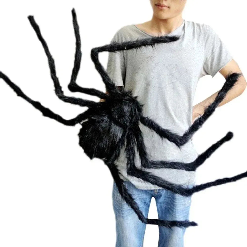 Halloween Big Plush Spider Horror Halloween Decoration Party Prop Outdoor Giant Spider Decor 30-200cm Chamber Prank Black Spider 