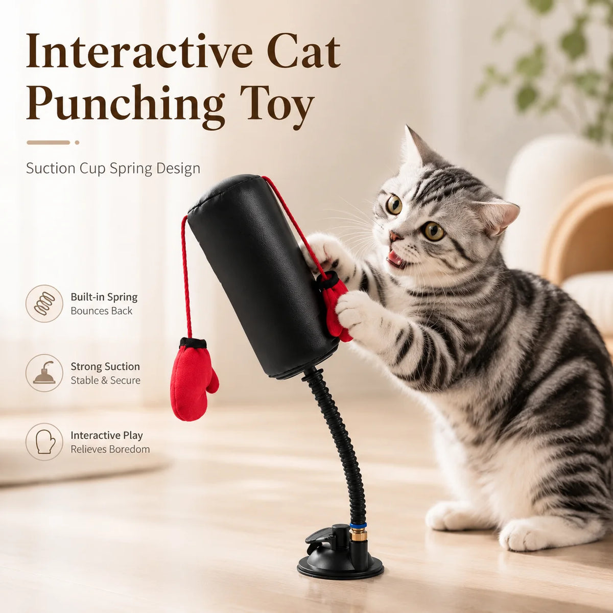 Cloth Cat Boxing Toy, Floor-Standing, No Batteries