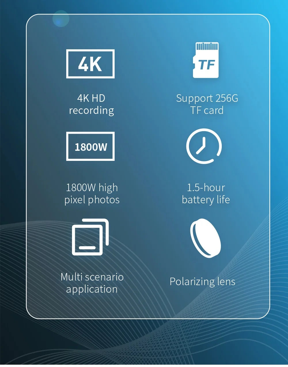 4K Video Glasses with 2-Hour Recording for Riding and Outdoor Use