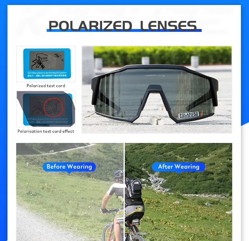 Kapvoe Cycling Glasses Polarized MTB Road Bike Glasses UV400 Protection Sunglasses Ultra Light Sport Eyewear Equipment 