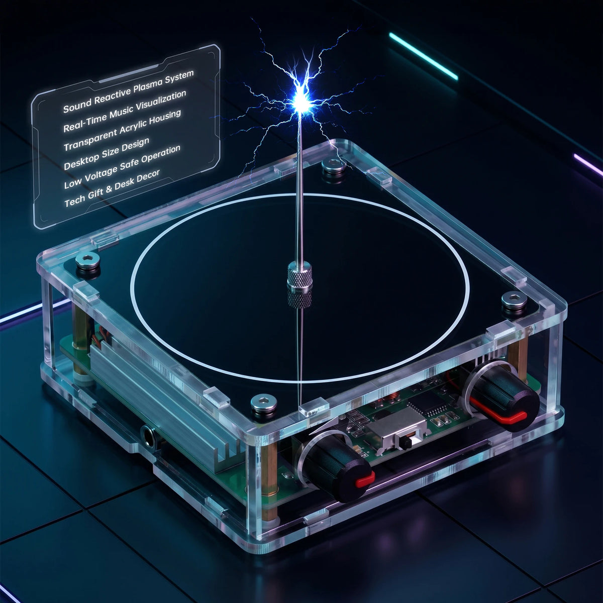 Music Reactive Plasma Coil Desktop Display