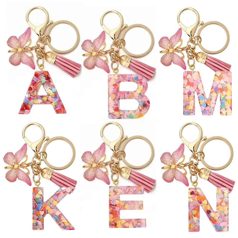 Fashion DIY Κεφαλίδες A-Z Letters keychain Μεταλλικός Φαρέτρα Pendant Key Chain Γυναίκες Κλειδί Αυτοκινήτου Αλυσίδα Απλό Γράμμα Όνομα Κλειδί Δώρο Κοσμήματα
