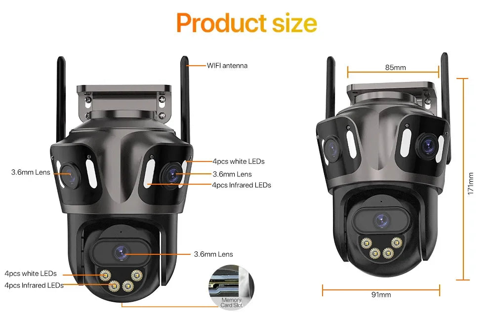Outdoor WiFi PTZ Camera with Auto Tracking and Color Night Vision
