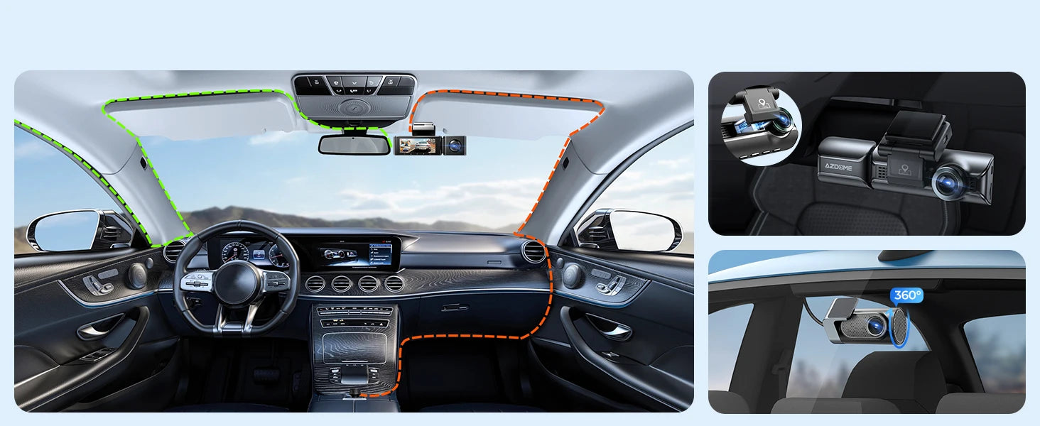 AZDOME M550 Pro Dash Cam 3‑Channel with GPS & WiFi