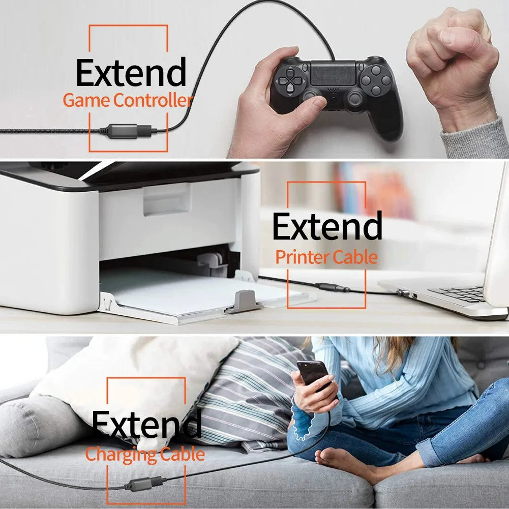 USB-A Male-to-Female Extension Cable