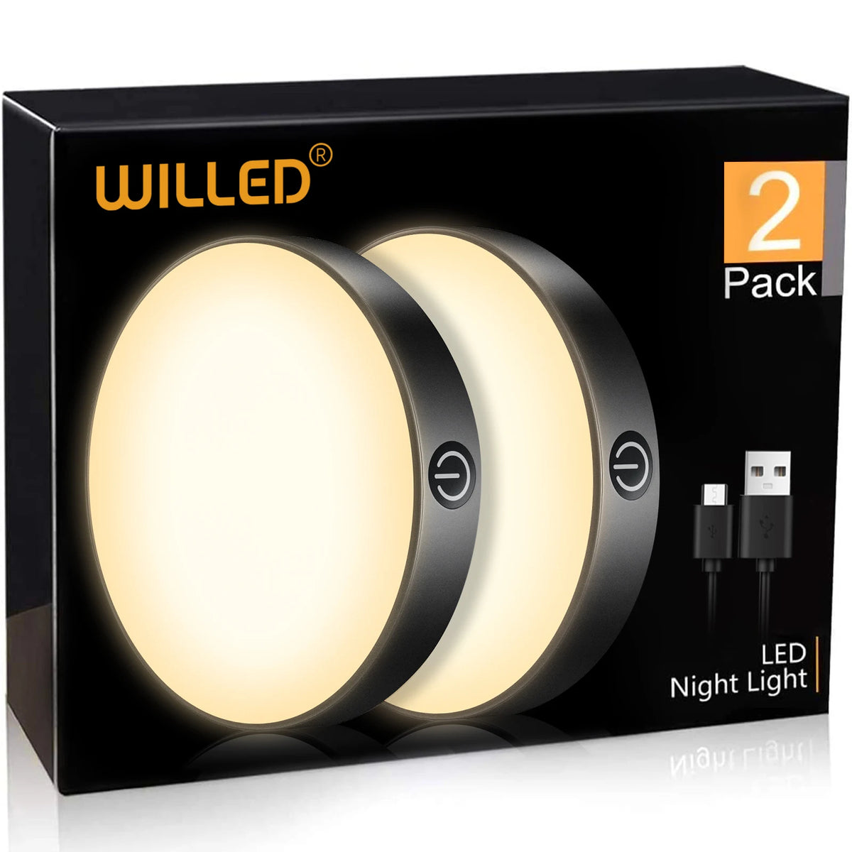 Rechargeable Dimmable Touch Light with Magnetic Back