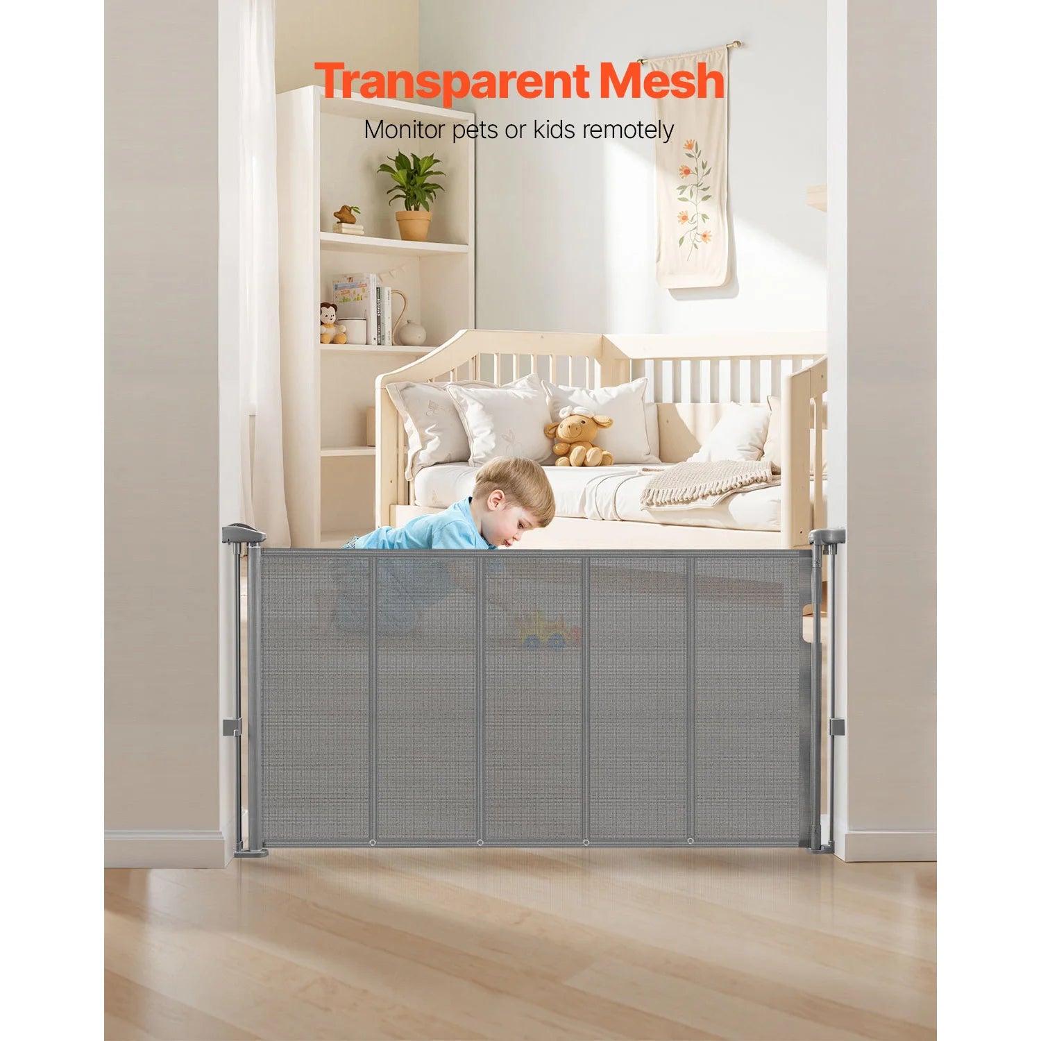 Retractable Baby Gate 34" Tall Extendable Mesh Safety Gate