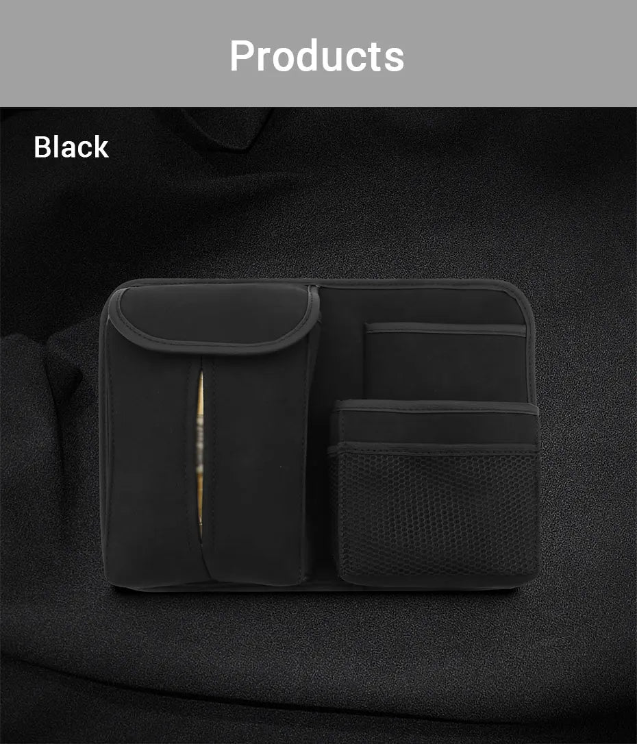 SEAMETAL Car Seat Back Storage Bag Premium Suede Car Organizer Multi-Pocket Storage Pocket Hanging Back Seat Auto Tissue Holder