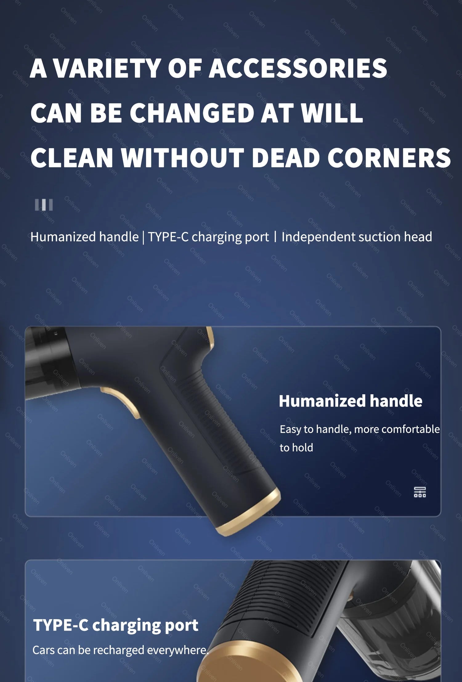 SZUK 98000PA Car Vacuum Cleaner Mini Powerful Cleaning Machine Strong Suction Handheld for Car  Wireless Portable Home Appliance 